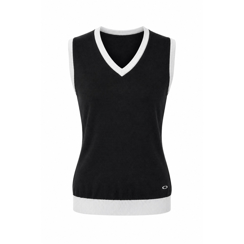 Oakley‎ sweater vest Knit medium Black White Sleeveless golf logo preppy sporty